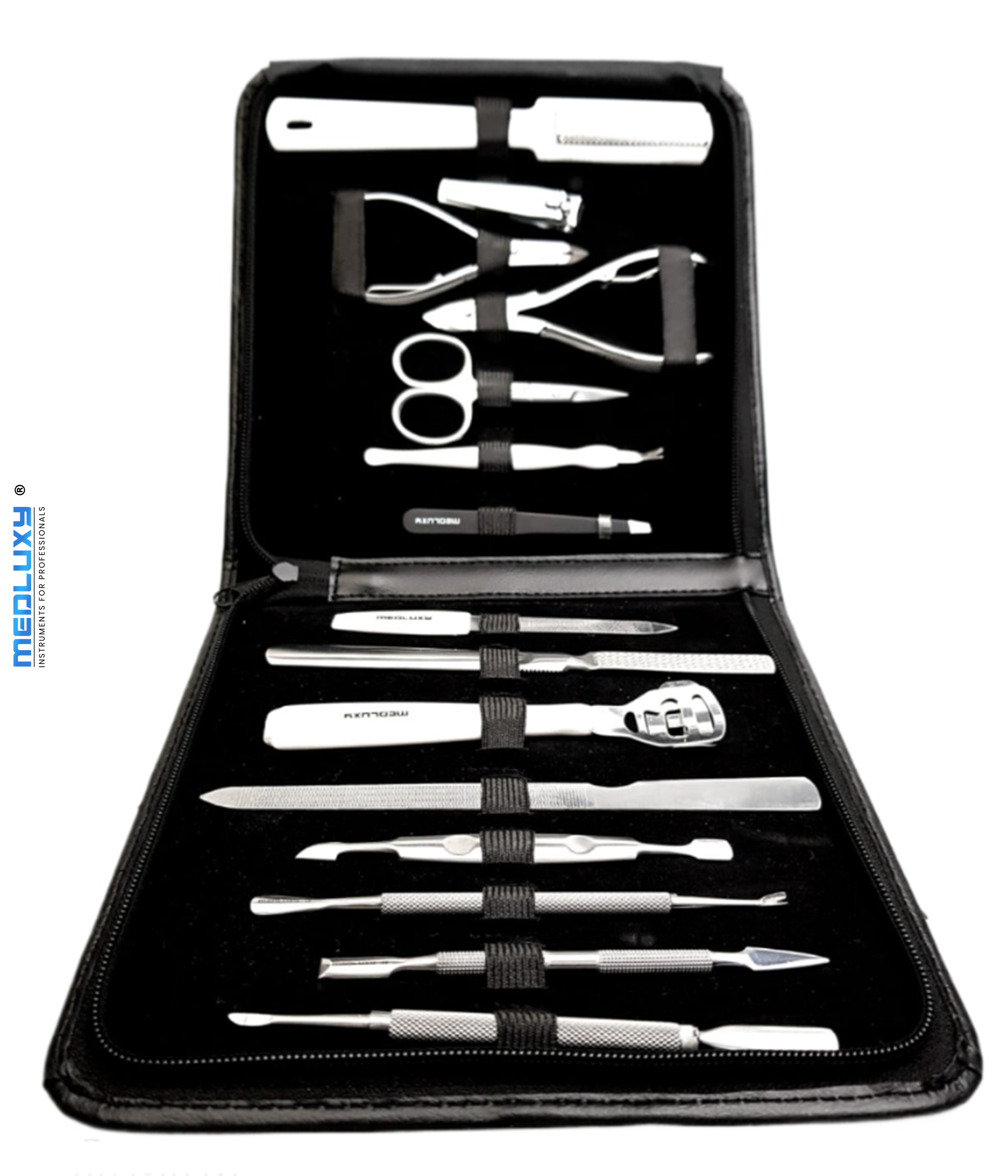 Medluxy - Pedicure - Manicure Set - 15-piece - incl. case - ADVANTAGE PACKAGE - (nail care - hand and foot care) PM0021